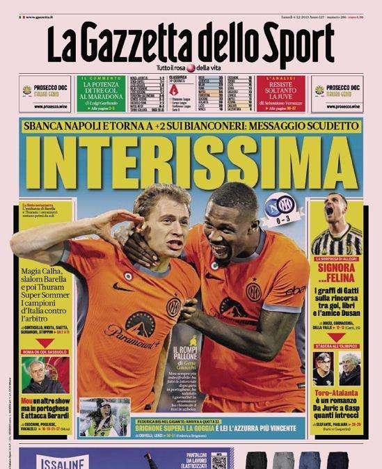Prima GdS - Interissima. Sbanca Napoli e torna a +2 sui bianconeri: messaggio Scudetto