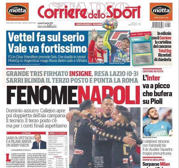 Prima pagina CdS - Inter a picco. Bufera su Pioli