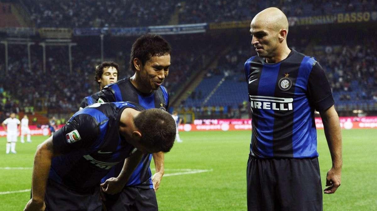 Cassano festeggia con l'inchino a Nagatomo