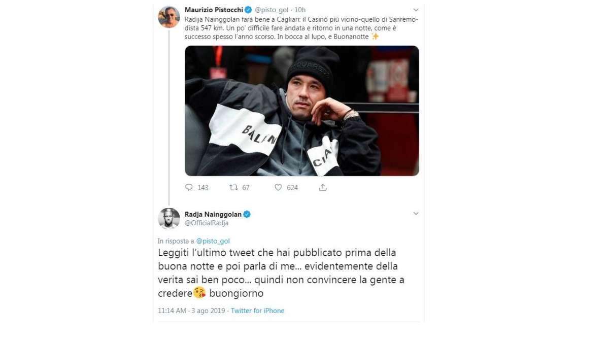 Scontro social: Pistocchi attacca e Nainggolan risponde per le rime