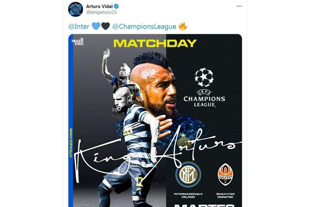 Vidal ricorda ai suoi follower l'importantissimo impegno di oggi in Champions