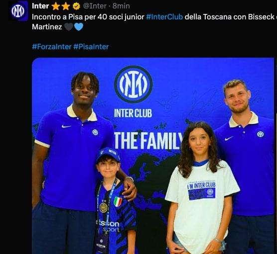 Amichevole a Pisa, i soci dell'Inter Club Toscana incontrano Bisseck e Martinez 