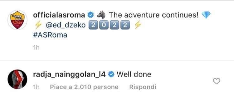 Dzeko rinnova con la Roma, Nainggolan si congratula: "Ben fatto"