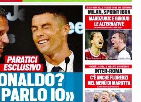 Prima TS - Inter-Roma: c'è anche Florenzi nel menù di Marotta. Milan, sprint Ibra: Mandzukic e Giroud le alternative