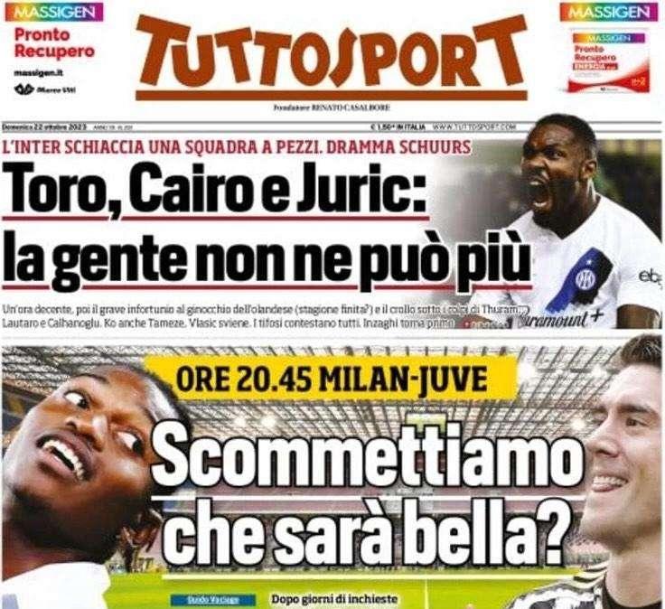 Prima TS - Toro, Cairo e Juric: la gente non ne può più. L'Inter schiaccia una squadra a pezzi