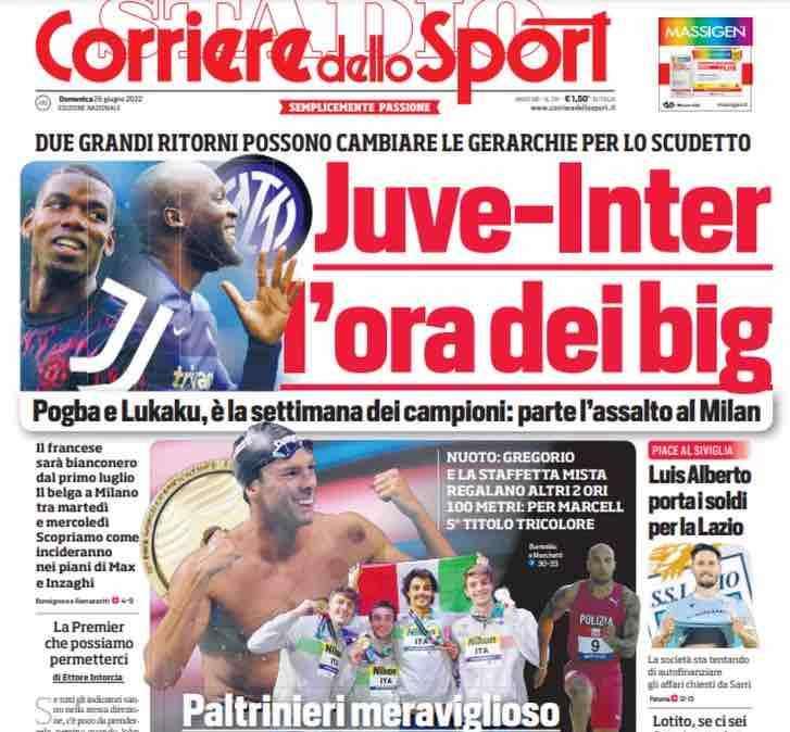 Prima CdS - Juve-Inter, l’ora dei big. Lukaku a Milano tra martedì e mercoledì
