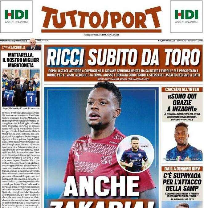 Prima pagina TS - Caicedo-Inter: "Sono qui grazie a Inzaghi"