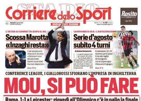 Prima CdS - Scossa Marotta: "Inzaghi resta". L'Inter si compatta dopo il ko