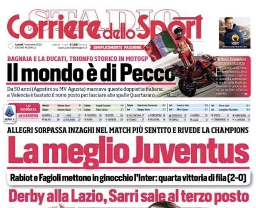 Prima CdS - La meglio Juventus: Rabiot e Fagioli mettono in ginocchio l'Inter