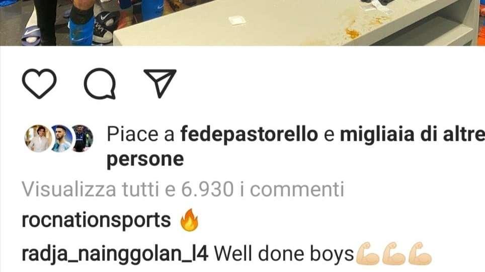 Lukaku posta l'esultanza di squadra sui social. E arriva il commento di Nainggolan: "Well done, boys"