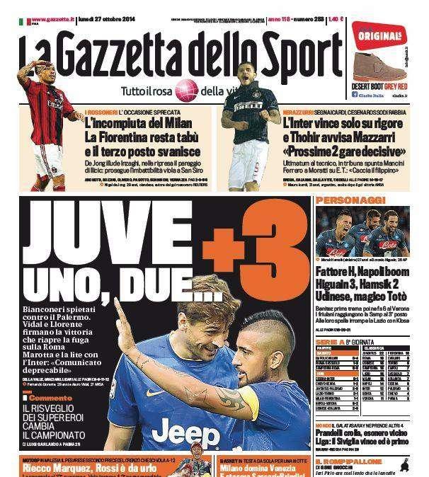 Prime pagine - L'Inter vince solo su rigore, ultimatum a  WM: "Prossime due gare decisive". E spunta Mancini
