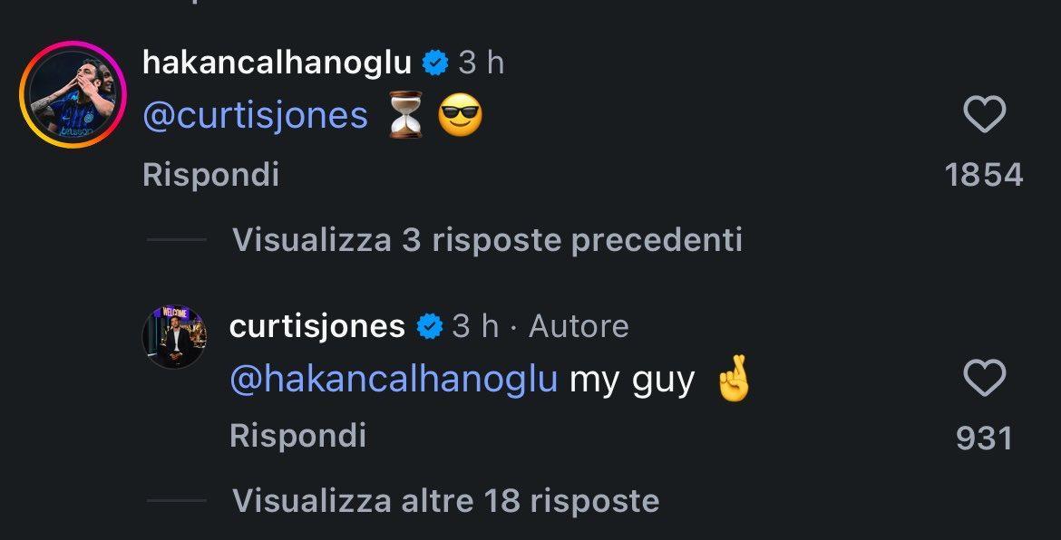 Calhanoglu e Jones, intesa social: lo scambio di messaggi infiamma i tifosi