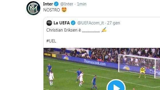 La Uefa: "Christian Eriksen è...". Risponde l'Inter: "Nostro"