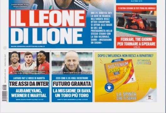 Prima TS - Tre assi da Inter: Aubameyang, Werner e Martial. Juve-Inter in chiaro se il Governo dà l'ok