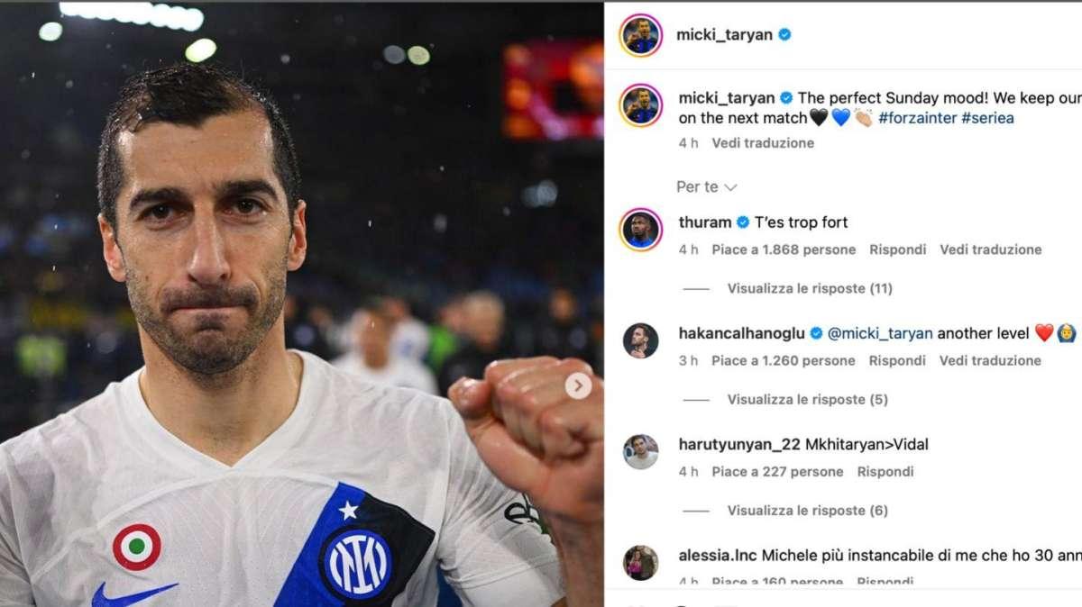 Mkhitaryan si gode la domenica col "mood" giusto. Ma tiene in guardia i compagni. Calha e Thuram lo omaggiano