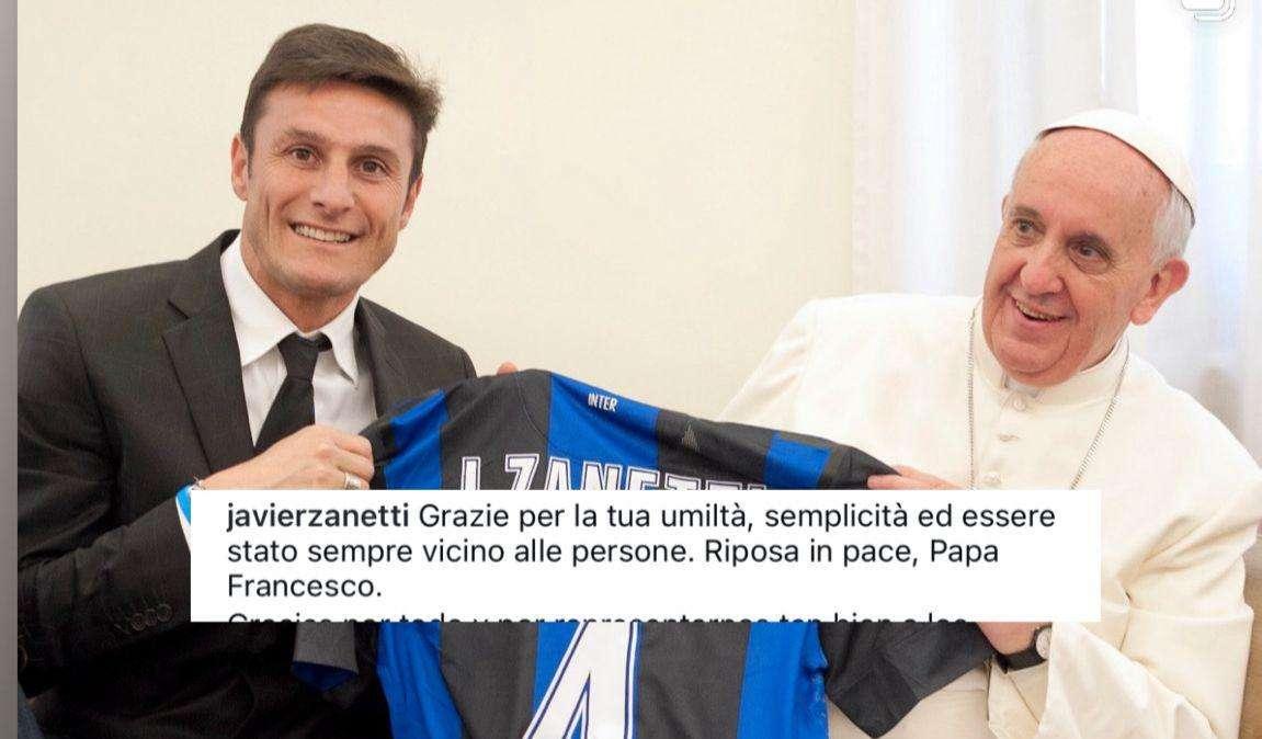 Zanetti saluta Papa Bergoglio: "Grazie per l'umiltà e semplicità. Grazie per aver rappresentato gli argentini"