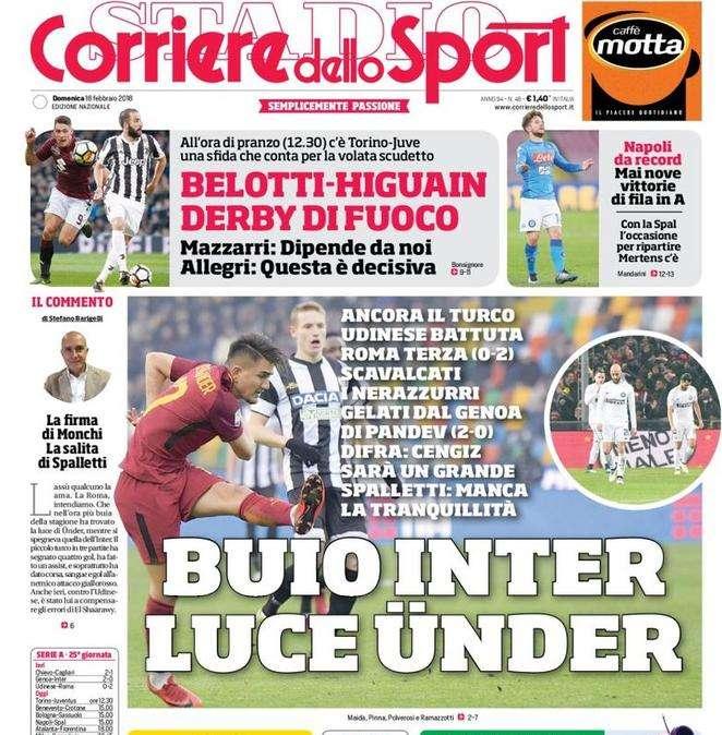 Prima pagina CdS - Buio Inter, nerazzurri gelati dal Genoa di Pandev