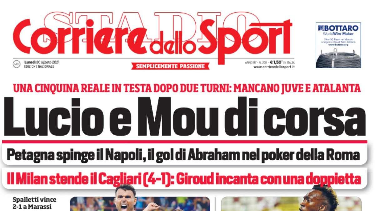Prima CdS - Lucio e Mou di corsa, Inter e Lazio agganciate al vertice
