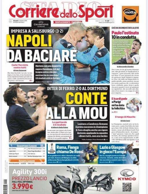 Prima CdS - Conte alla Mou. Inter di ferro: 2-0 al Dortmund