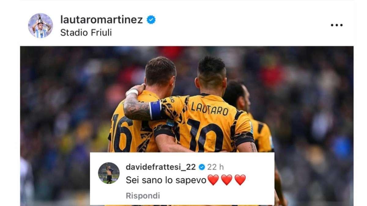 Lautaro torna finalmente al gol, Frattesi ironizza prendendolo in giro: "Sei sano, lo sapevo"