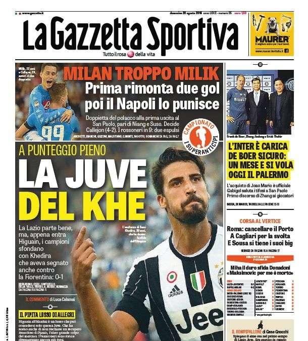 Prima pagina GdS - De Boer sicuro: un mese e si vola