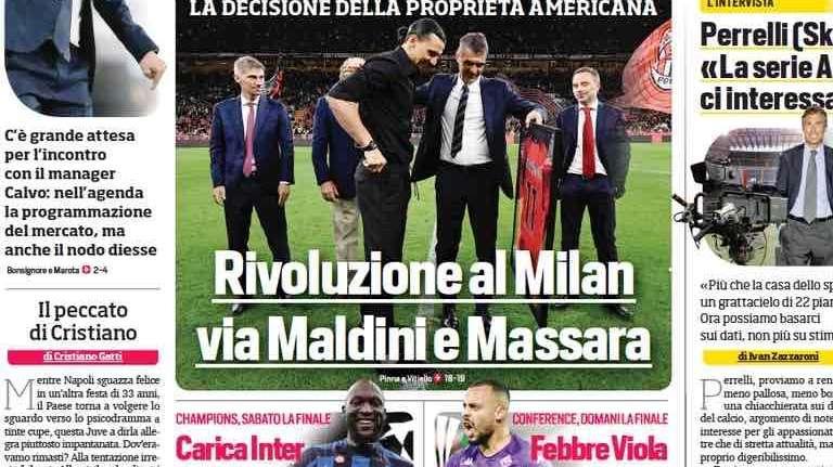 Prima CdS - Carica Inter, Lukaku si candida. Rivoluzione al Milan, via Maldini e Massara