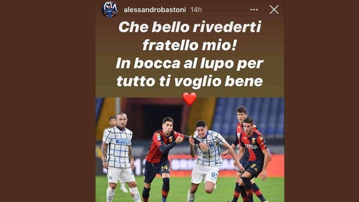 Bastoni, saluto social a Melegoni: "Che bello rivederti, fratello"