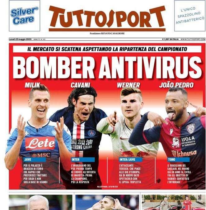 Prima TS - Bomber antivirus, Cavani e Werner nel mirino dell'Inter