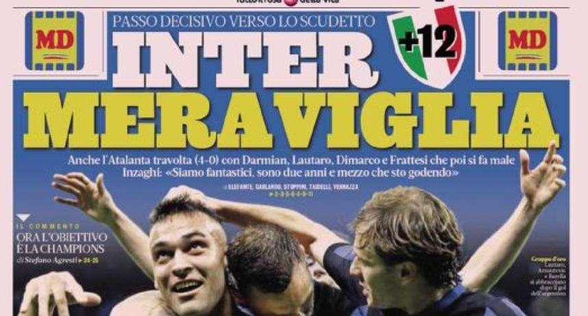  Prima GdS - Inter Meraviglia. Passo decisivo per lo scudetto. Anche l'Atalanta travolta 