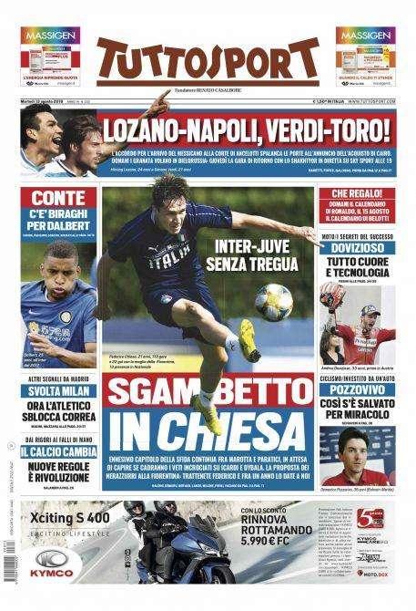 Prima TS - Sgambetto Chiesa, l'Inter sfida la Juve