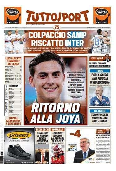 Prima pagina TS - Riscatto Inter, Conte riparte dalla vittoria di Marassi