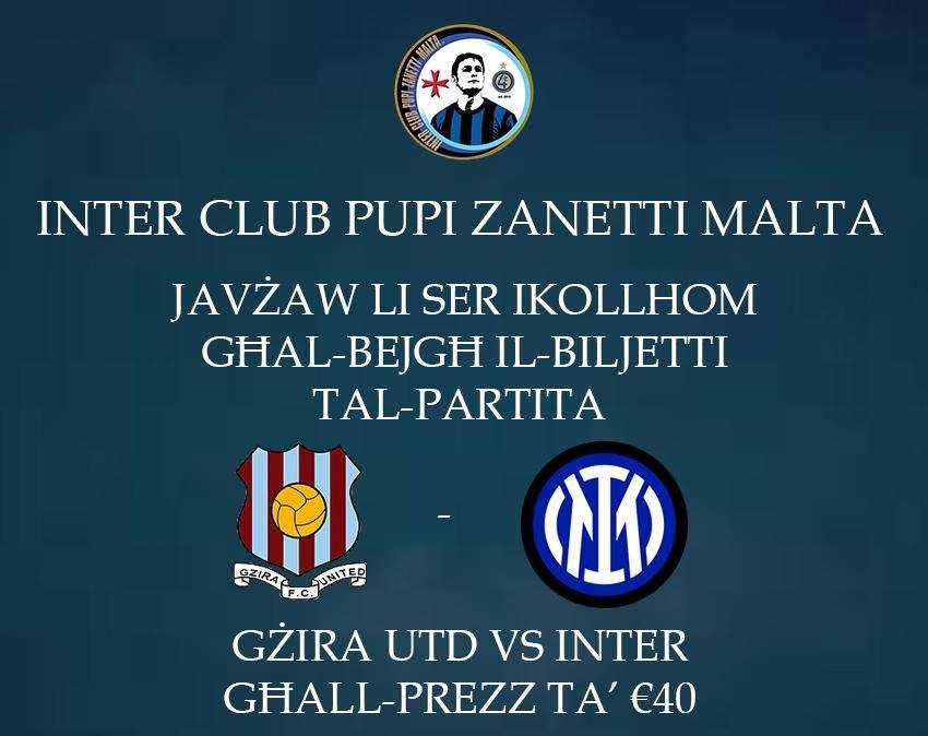 Gzira United-Inter, da stamattina è partita la vendita dei biglietti a Malta