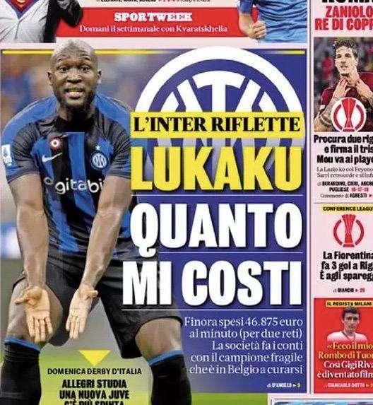 Prima GdS - Lukaku, quanto mi costi: l'Inter riflette. Finora spesi 46.875 euro al minuto