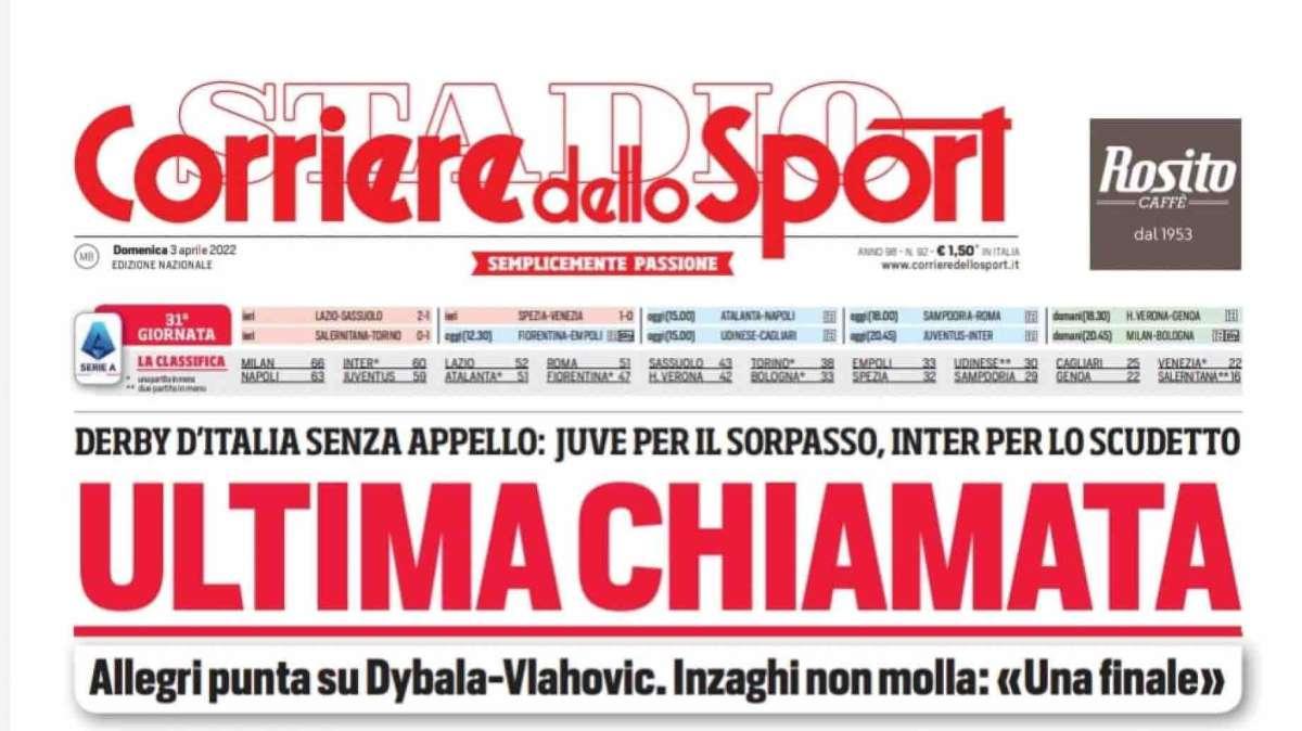 Prima CdS - Ultima chiamata, derby d'Italia senza appello