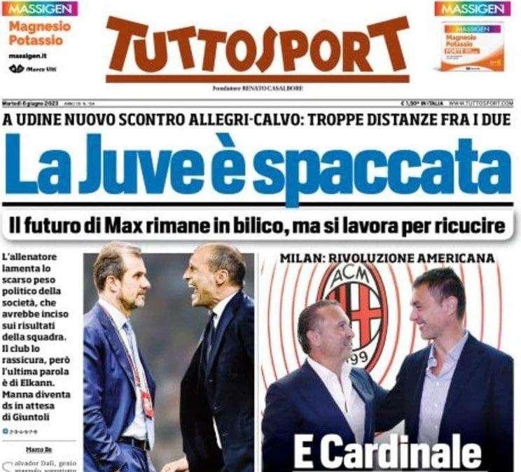 Prima TS - La Juve è spaccata. E Cardinale silura Maldini dal Milan