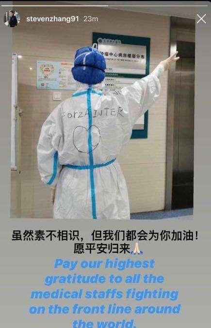 Zhang ringrazia chi combatte il Coronavirus in prima linea e lancia un appello: "State al sicuro"