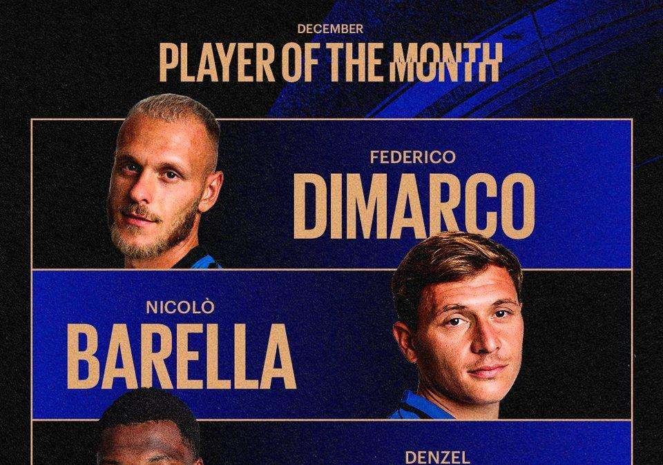 Pirelli Player of the Month di dicembre, l'Inter apre le votazioni: ecco i 4 candidati 