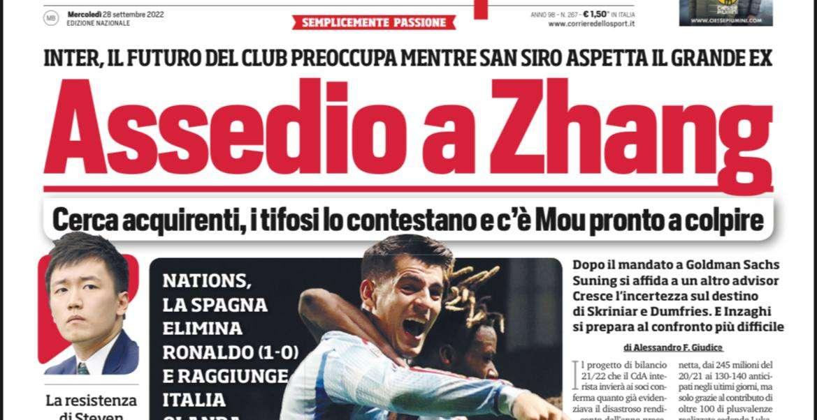 Prima CdS - Assedio a Zhang. Cerca acquirenti, i tifosi lo contestano e Mou è pronto a colpire