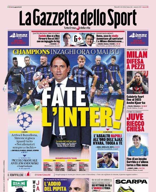Prima GdS - Fate l'Inter! Champions, Inzaghi ora o mai più