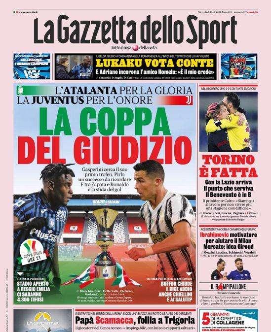 Prima pagina GdS - Lukaku vota Conte