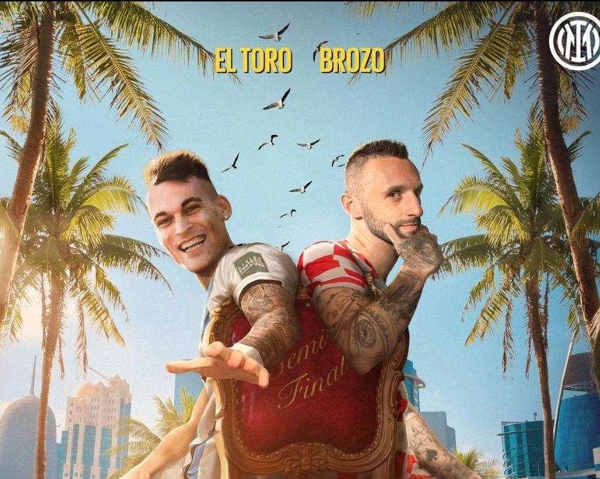 Argentina-Croazia, il messaggio dell'Inter a Lautaro e Brozovic: "Una finale per due, buona fortuna"