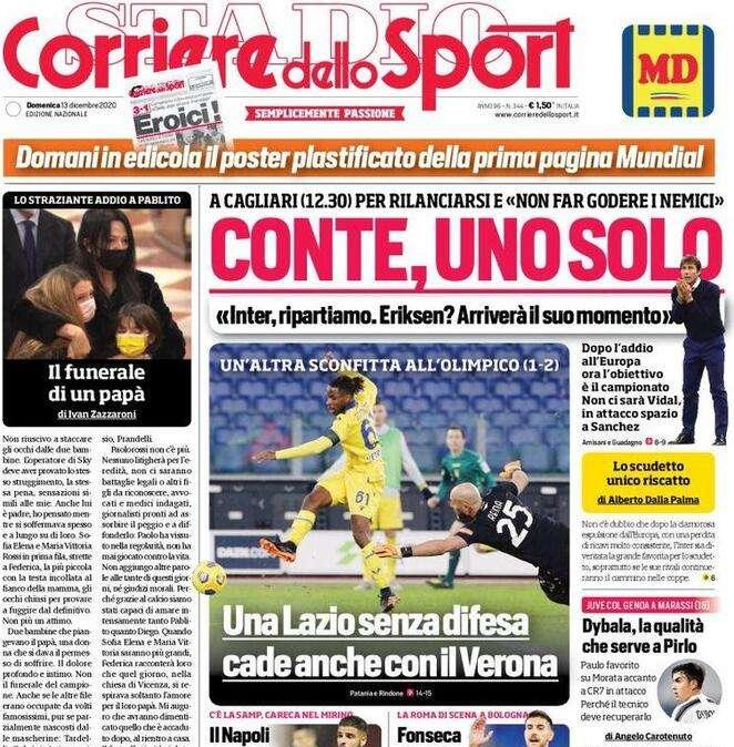 Prima pagina CdS - Conte, uno solo. A Cagliari per rilanciarsi e 'non fare godere i nemici'