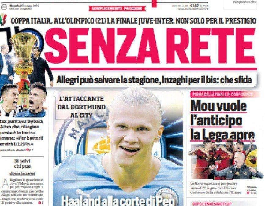 Prima CdS - Senza rete. Allegri può salvare la stagione, Inzaghi per il bis