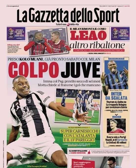 Prima GdS - Inter da scalata. Thuram sì, Calha no. La trappola Bologna per avvicinare Conte