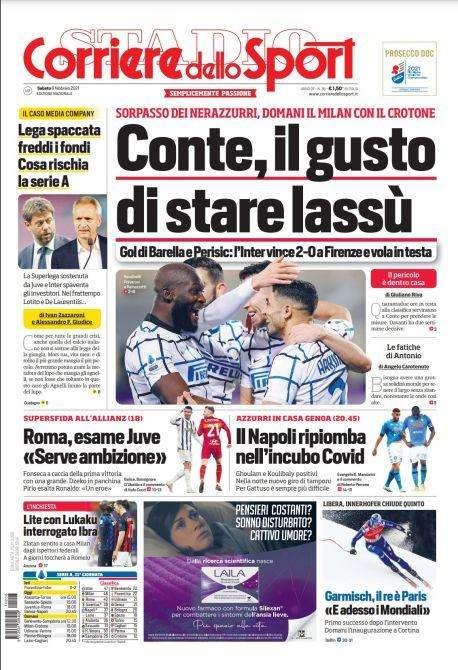 Prima pagina CdS - Conte, il gusto di stare lassù: l'Inter vince a Firenze e vola in testa