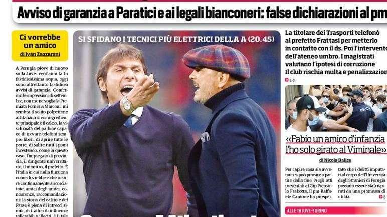 Prima pagina CdS - Conte-Mihajlovic, la partita dei nervi