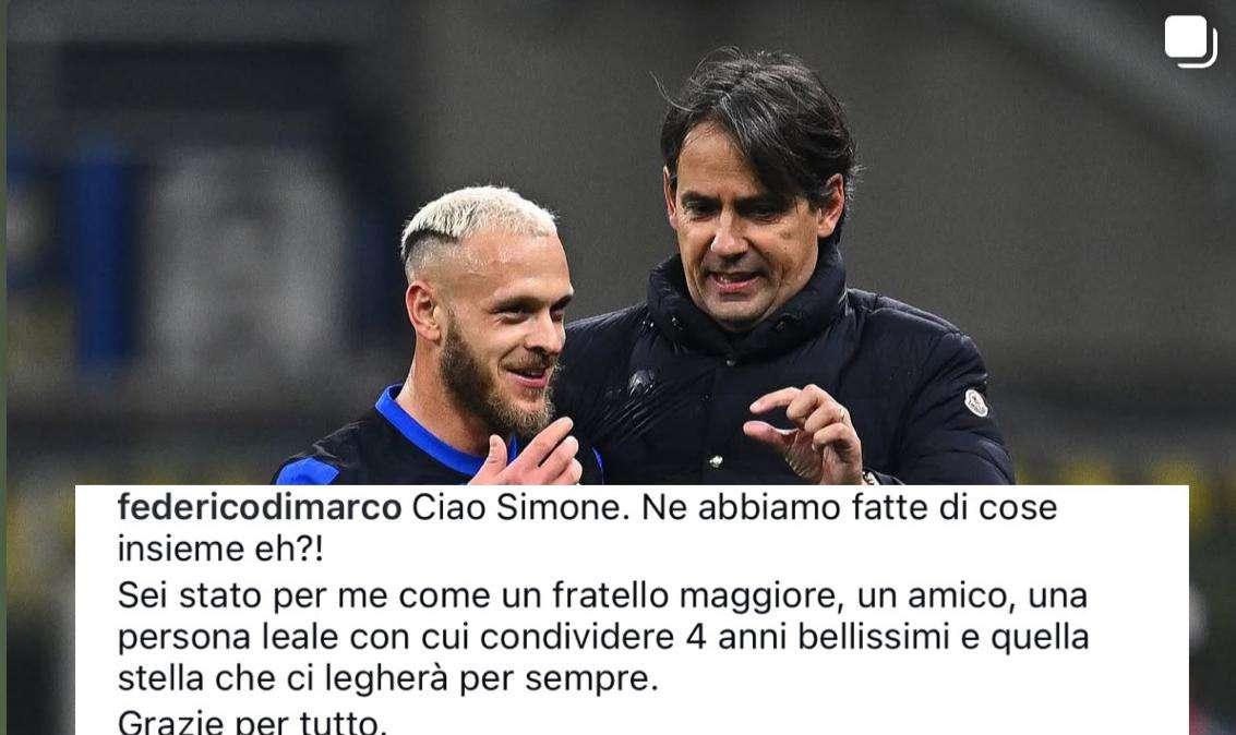 Dimarco saluta il 'fratello' Inzaghi: "Ne abbiamo fatte di cose... Quella stella ci legherà per sempre"