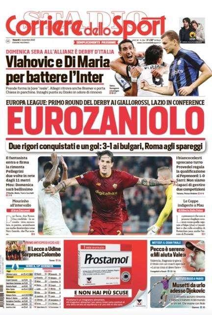 Prima CdS - Derby d'Italia: Vlahovic e Di Maria per battere l'Inter, Inzaghi punta su Dzeko in odore di rinnovo