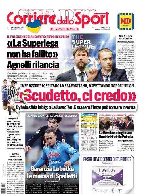 Prima CdS - Dybala: "Scudetto, ci credo". E stasera l'Inter può tornare in vetta