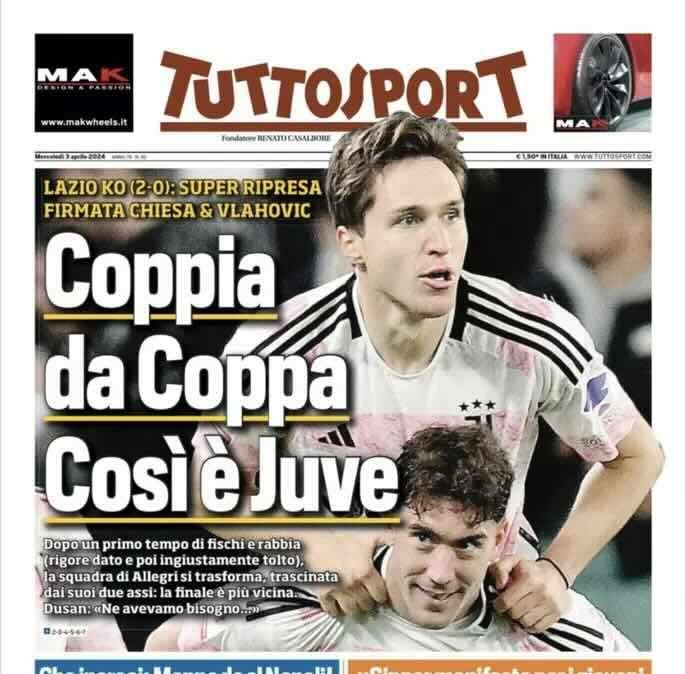 Prima TS - Coppia da Coppa: così è Juve. 2-0 alla Lazio, super ripresa firmata Chiesa e Vlahovic